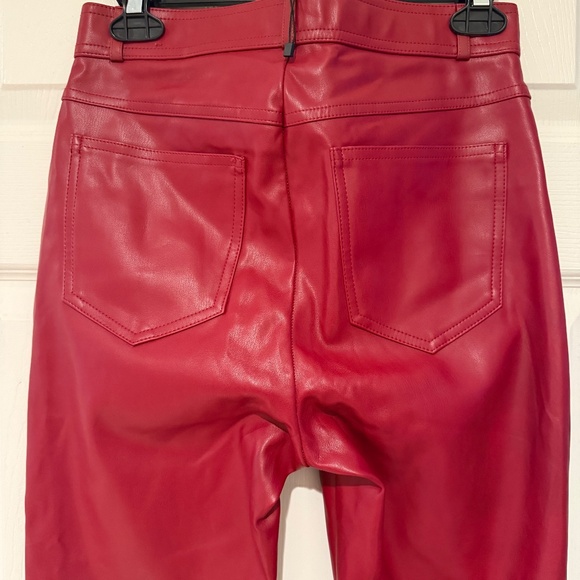 Zara Faux Leather Red Pants with Side Ankle Zippers Womens Size M - Picture 10 of 13
